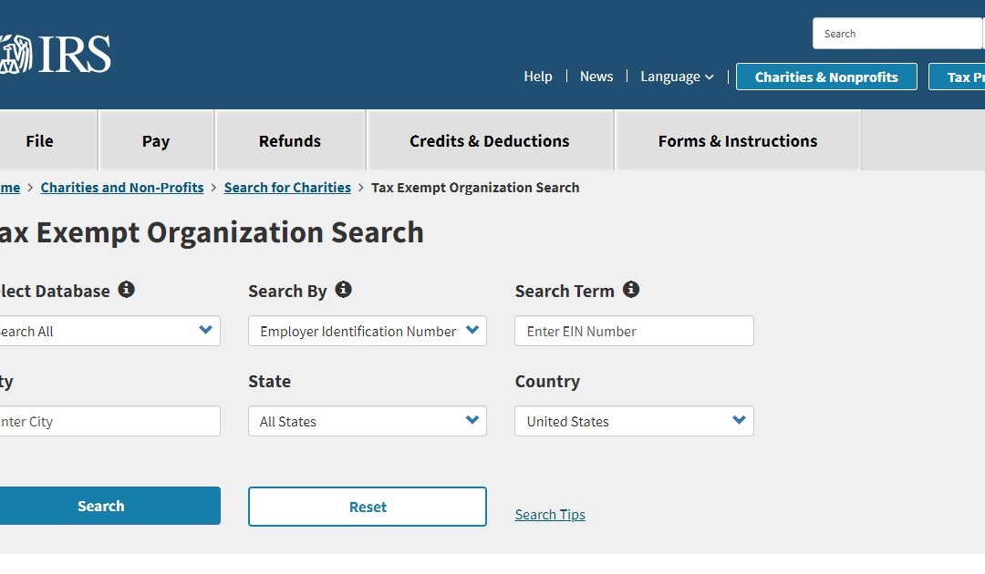 Searching for a Tax Exempt Organization?